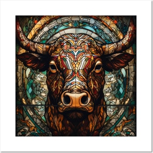 Colorful bull face Posters and Art